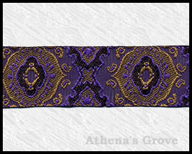 Baroque, 1 inch, Purple - Tan, Jacquard Ribbon Fabric Trim
