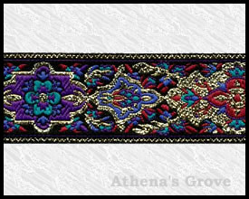 Basque, 1-1/16 inch, Black - Gold - Turquoise - Scarlet - Purple