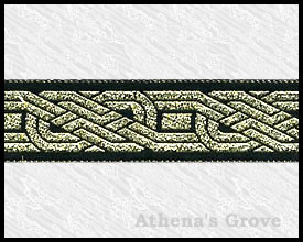 Celtic Ropework, 7/8 inch, Black - Gold, Jacquard Ribbon Fabric
