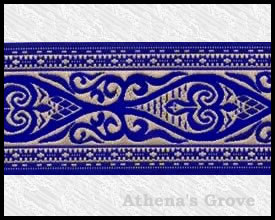 Celtic Warrior, Blue - Tan, 1-1/2 inch, Jacquard Ribbon Fabric T