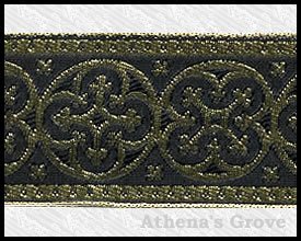 Criss Cross, 1-5/8 inch, Gold - Black, Jacquard Ribbon Fabric Tr