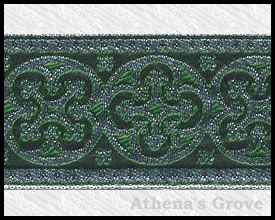 Criss Cross, 1-5/8 inch, Silver - Dark Green, Jacquard Ribbon Fa