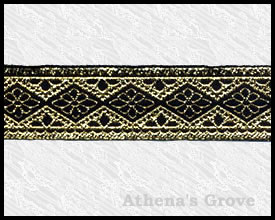 Diamond Petals, 13/16 inch, Black - Gold, Jacquard Ribbon Fabric
