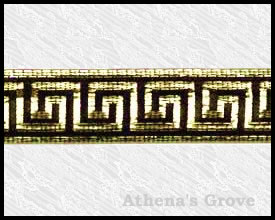 Greek Key, 7/8 inch, Black - Gold, Jacquard Ribbon Fabric Trim