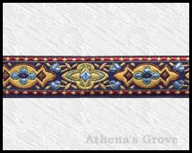 Morocco, 5/8 inch, Red - Navy - Blue - Antique Gold, Jacquard Ri
