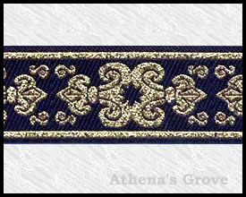 Royal Fleur de Lys, 1 inch, Gold - Black, Jacquard Ribbon Fabric
