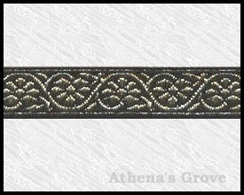 Scrollwork, 1/2 inch, Black - Gold, Jacquard Ribbon Fabric Trim