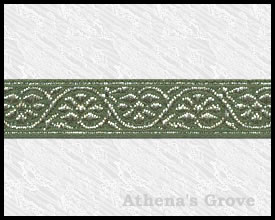 Scrollwork, 1/2 inch, Green - Gold, Jacquard Ribbon Fabric Trim