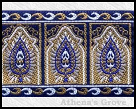 Turkish Delight, 1-7/8 inch, Navy Blue - Gold - White, Jacquard