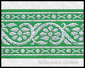 Vinework, 1-1/2 inch, Green - Silver, Jacquard Ribbon Fabric Tri