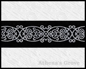 Whitewerke, 1 inch, Black - White, Jacquard Ribbon Fabric Trim,