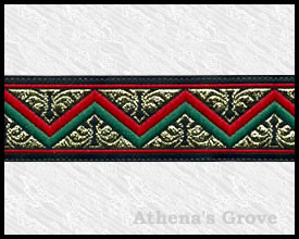 Zag Swag, Jacquard Ribbon Fabric Trim, 7/8 inch, Black - Red - G