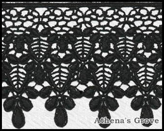 Venise Lace, Cavalier, 3-1/4 inch, Black, Lace Fabric Trim